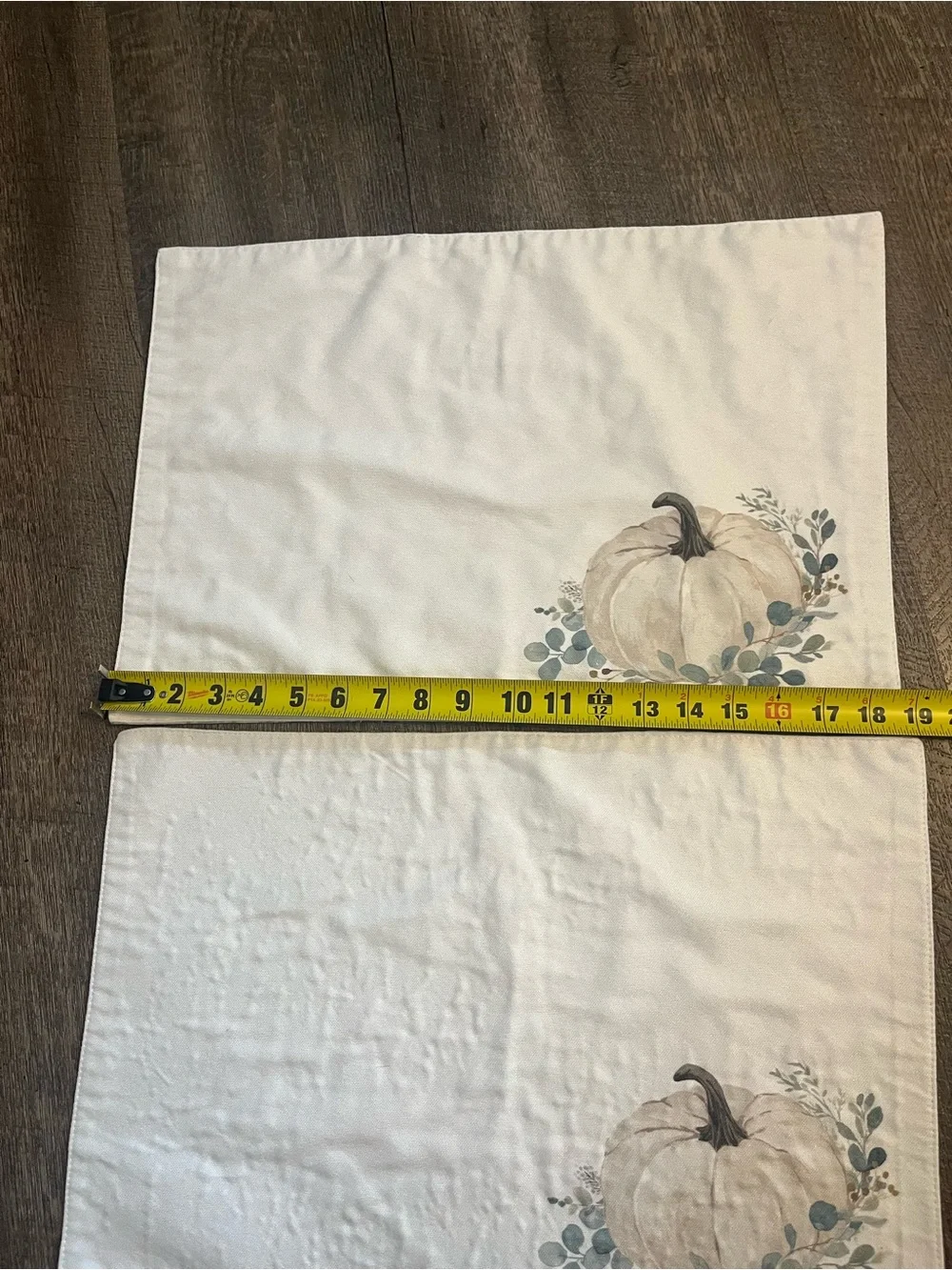 2 pc. Set White Pumpkin Placemat Neutral Fall Table Décor Reversible